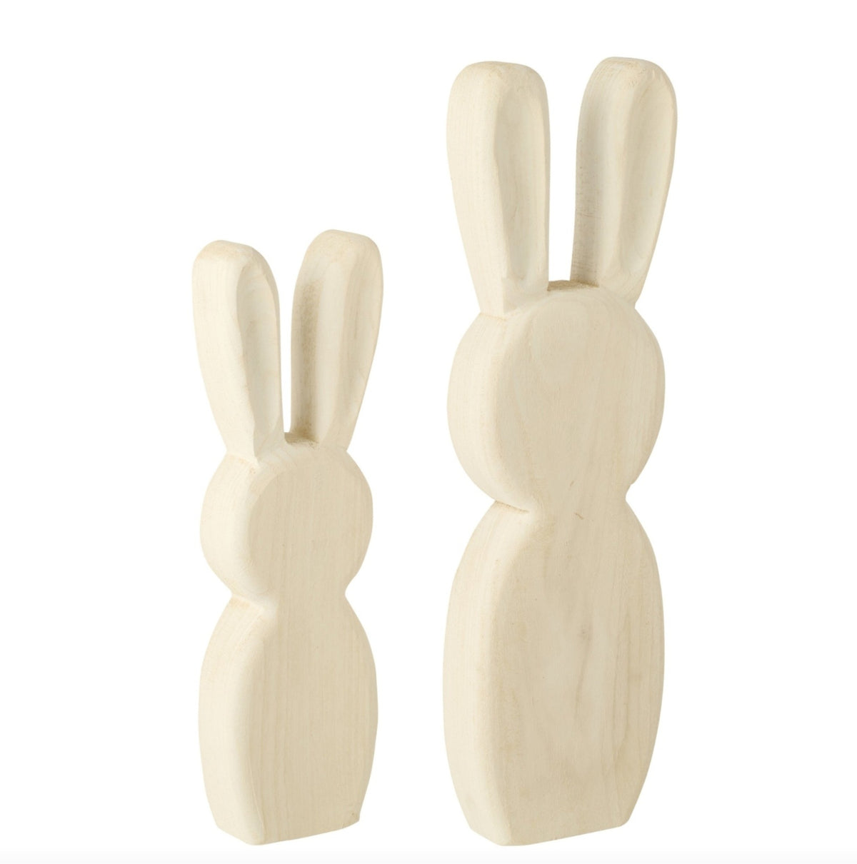 Lapin debout en bois d’acajou blanc, lot de 2 – J-Line