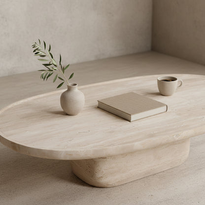 Table basse en travertin ovale Raw Materials