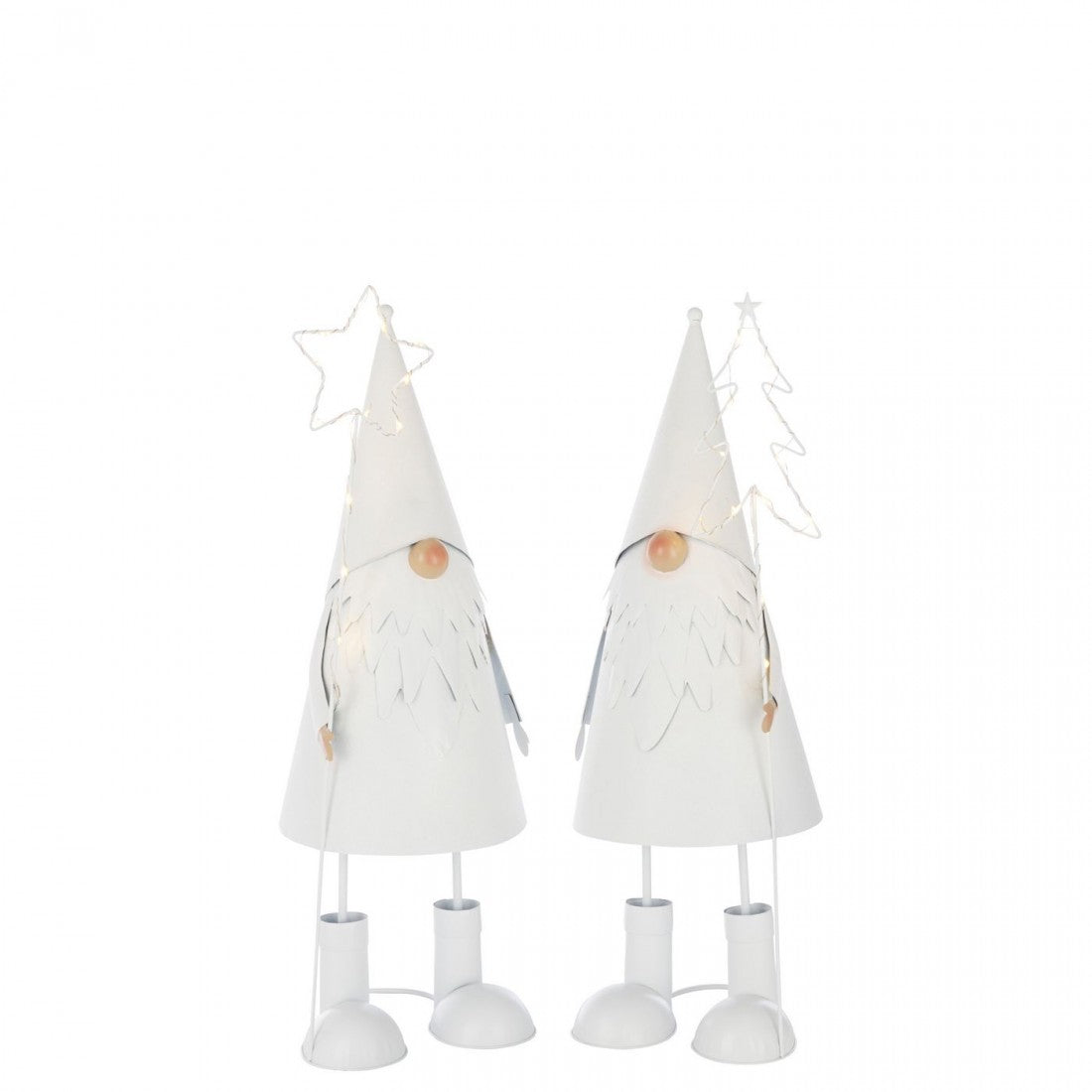 Étoile de Noël en LED + Sapin Métal Blanc Large Lot de 2 J-Line