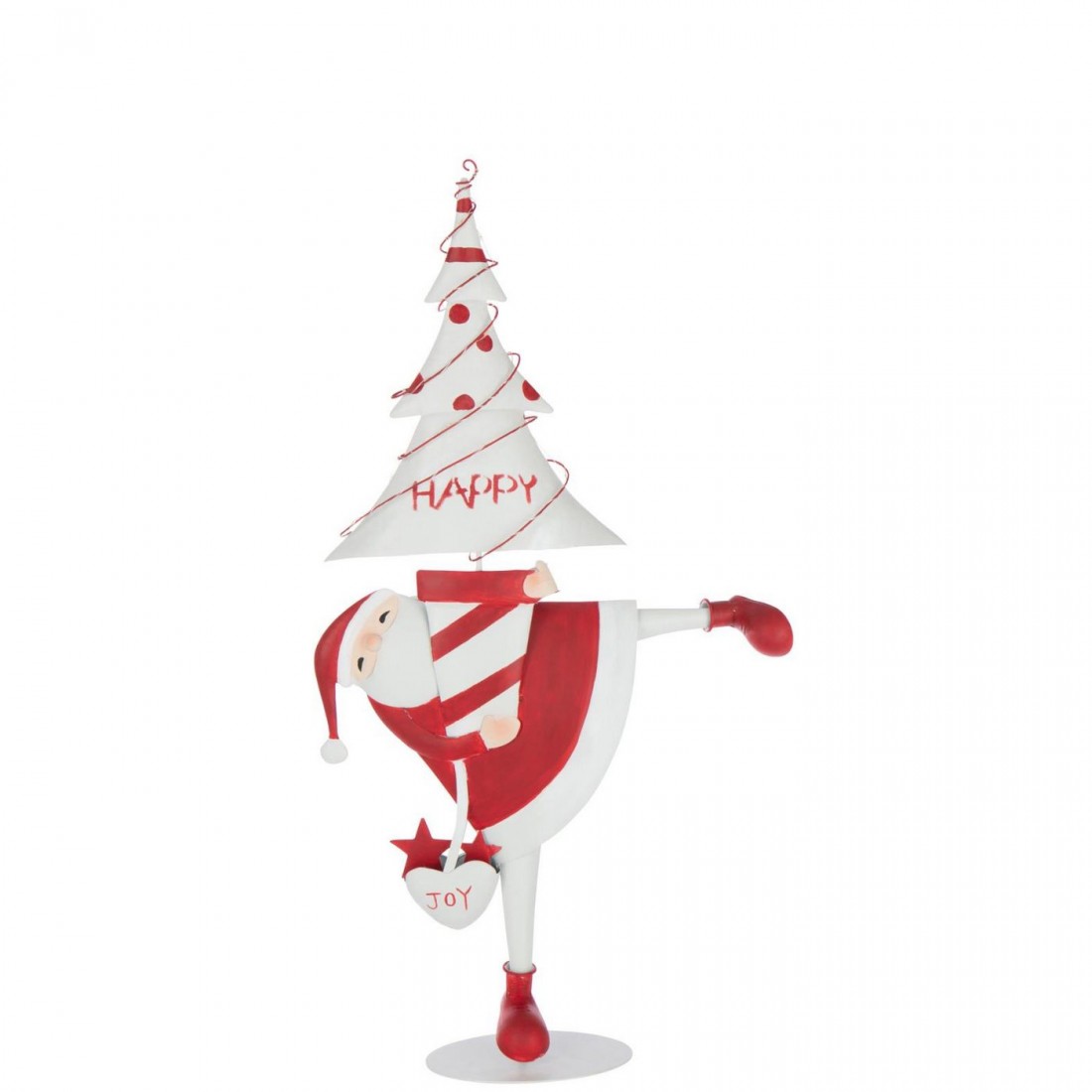 Sapin de Noël lumineux Père Noël en fer rouge de Noël/blanc, grand modèle H 77,5 cm, J-Line