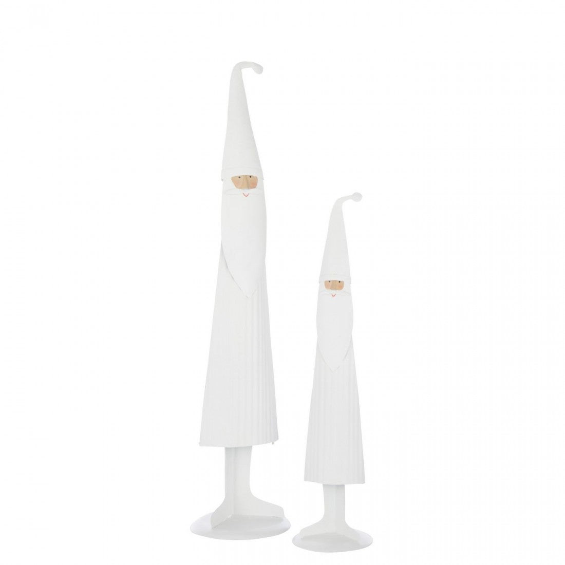 Père Noël Moderne Métal Blanc Lot de 2 J-LIne