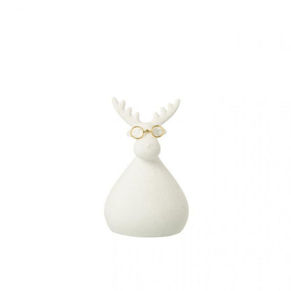 Lunettes Renne en porcelaine blanche/dorée, lot de 3 J-Line