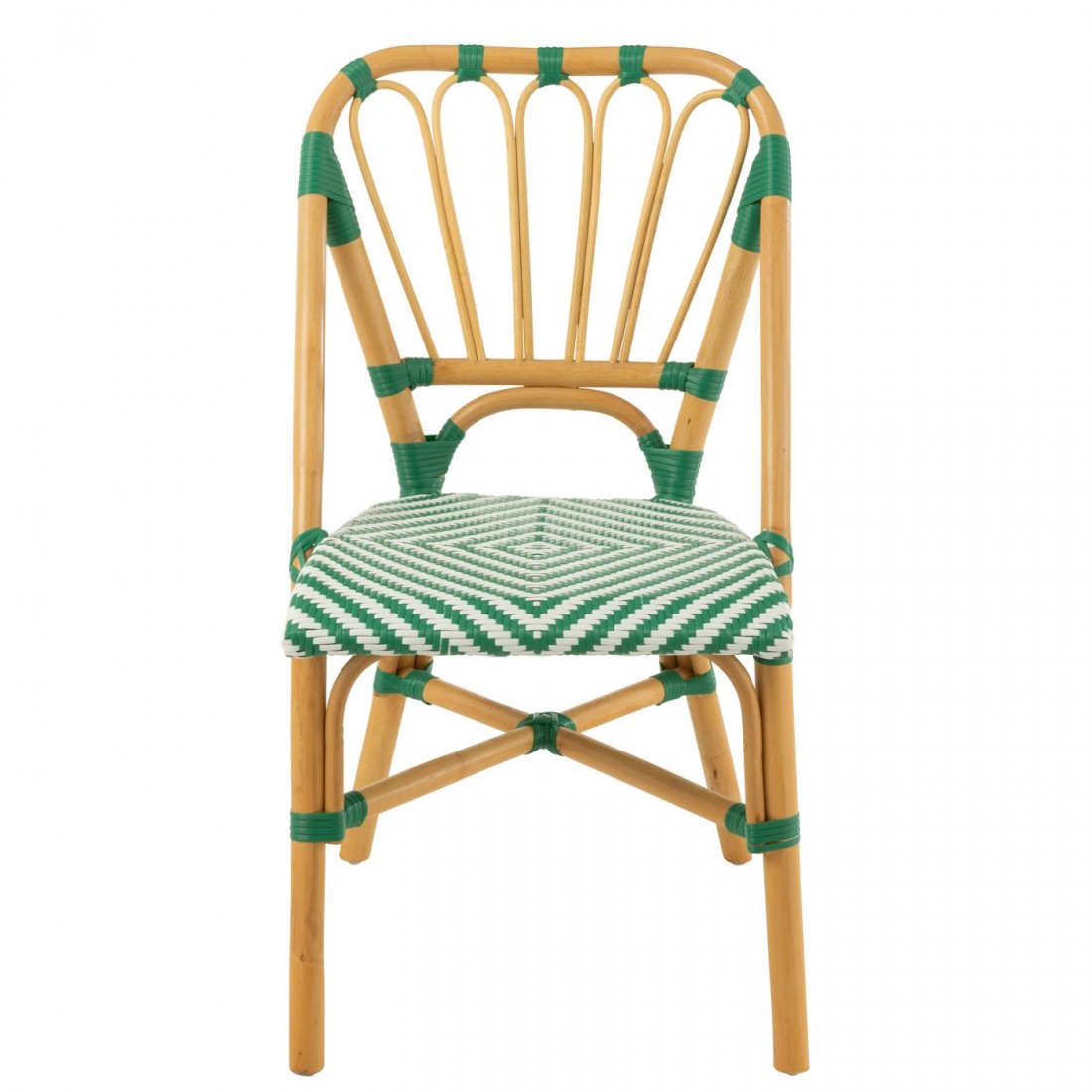 Chaise Rotin Vert foncé/Blanc J-Line
