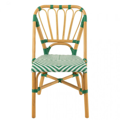Chaise Rotin Vert foncé/Blanc J-Line