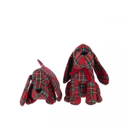 Butée de porte pour chien en polyester à carreaux rouge Noël/vert foncé, lot de 2 J-Line