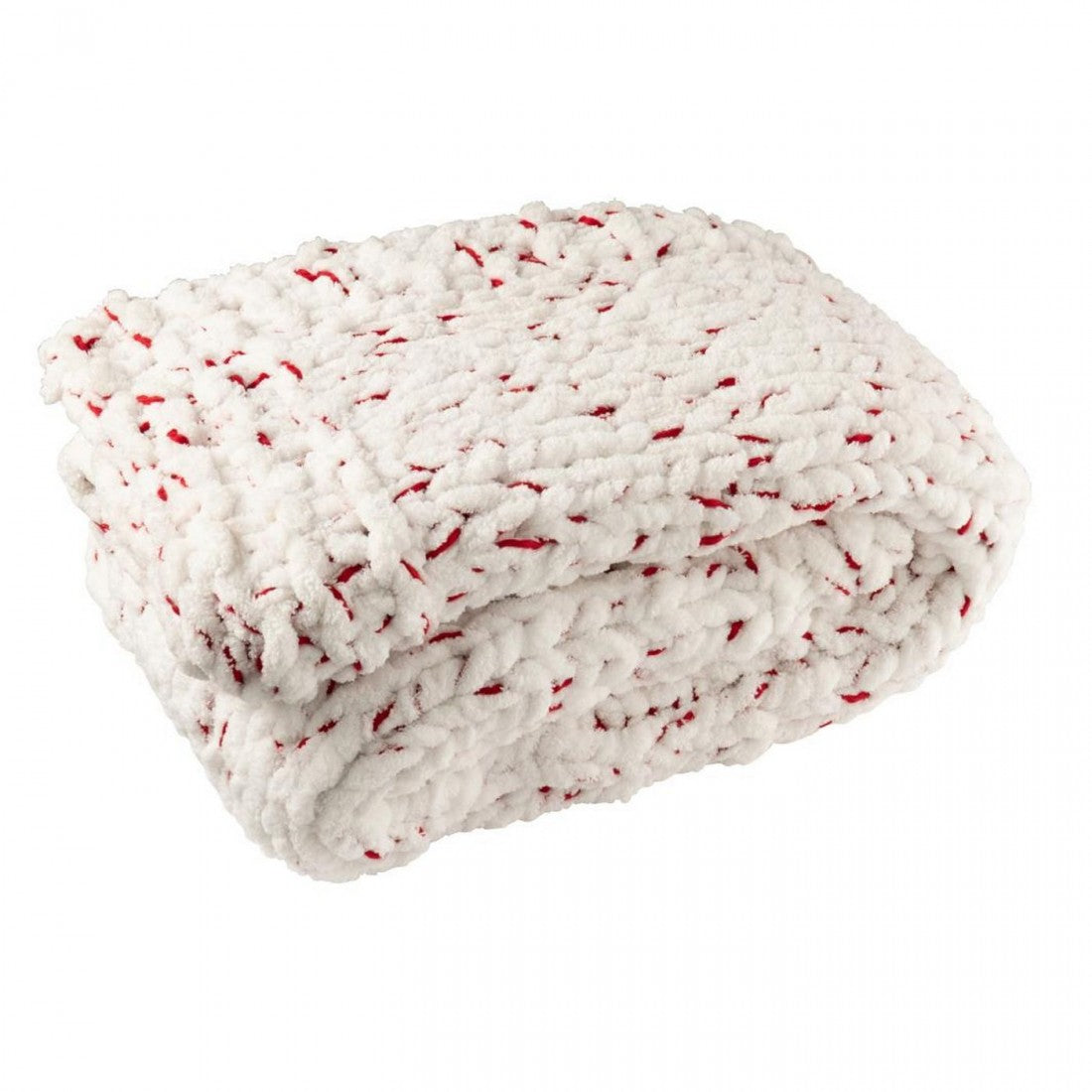 Couverture en polyester blanc/rouge Noël J-Line