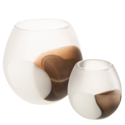 Photophore boule verre blanc/marron petit J-Line