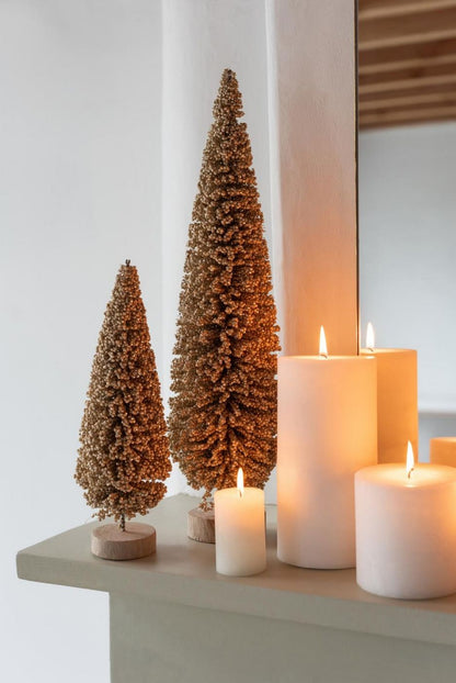 Sapin de Noël Bonnet couleur champagne Lot de 3 J-Line