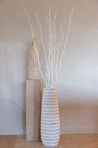 Lot de 2 vases en bois de paulownia blanc J-Line