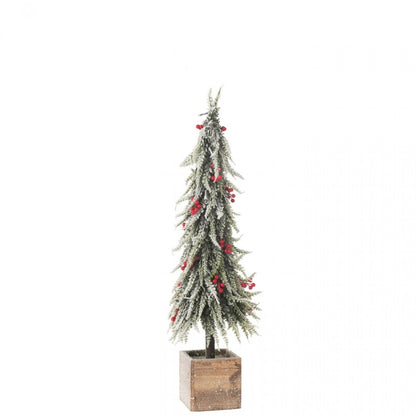 Sapin de Noël + Neige artificielle LED vert/rouge, grand modèle H75 cm J-Line