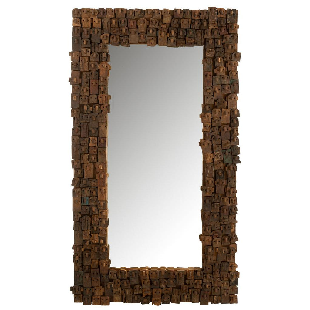 Miroir Syma Bois Recyclé/Miroir Naturel Large J-Line