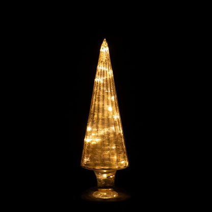 Sapin de Noël en verre rotatif à LED couleur or, lot de 2 J-Line