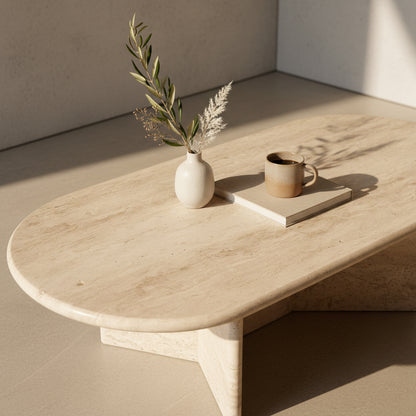 Table basse en travertin rectangulaire Raw Materials