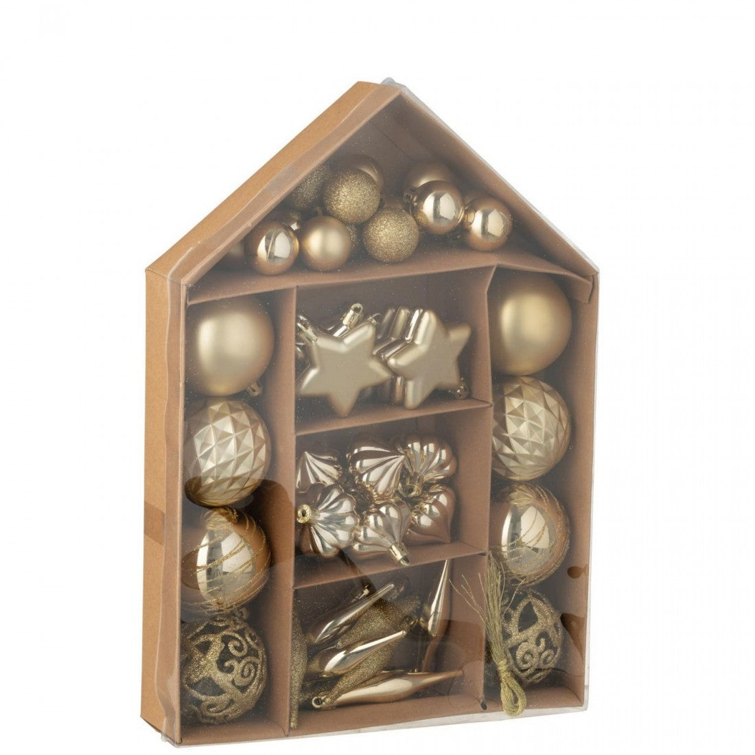 Boîte de 50 boules de Noël en plastique couleur or J-Line