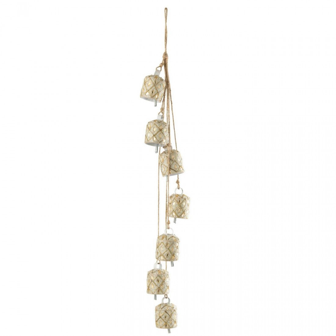 Pendentif 7 bulles fer/perles blanc/couleur or J-Line