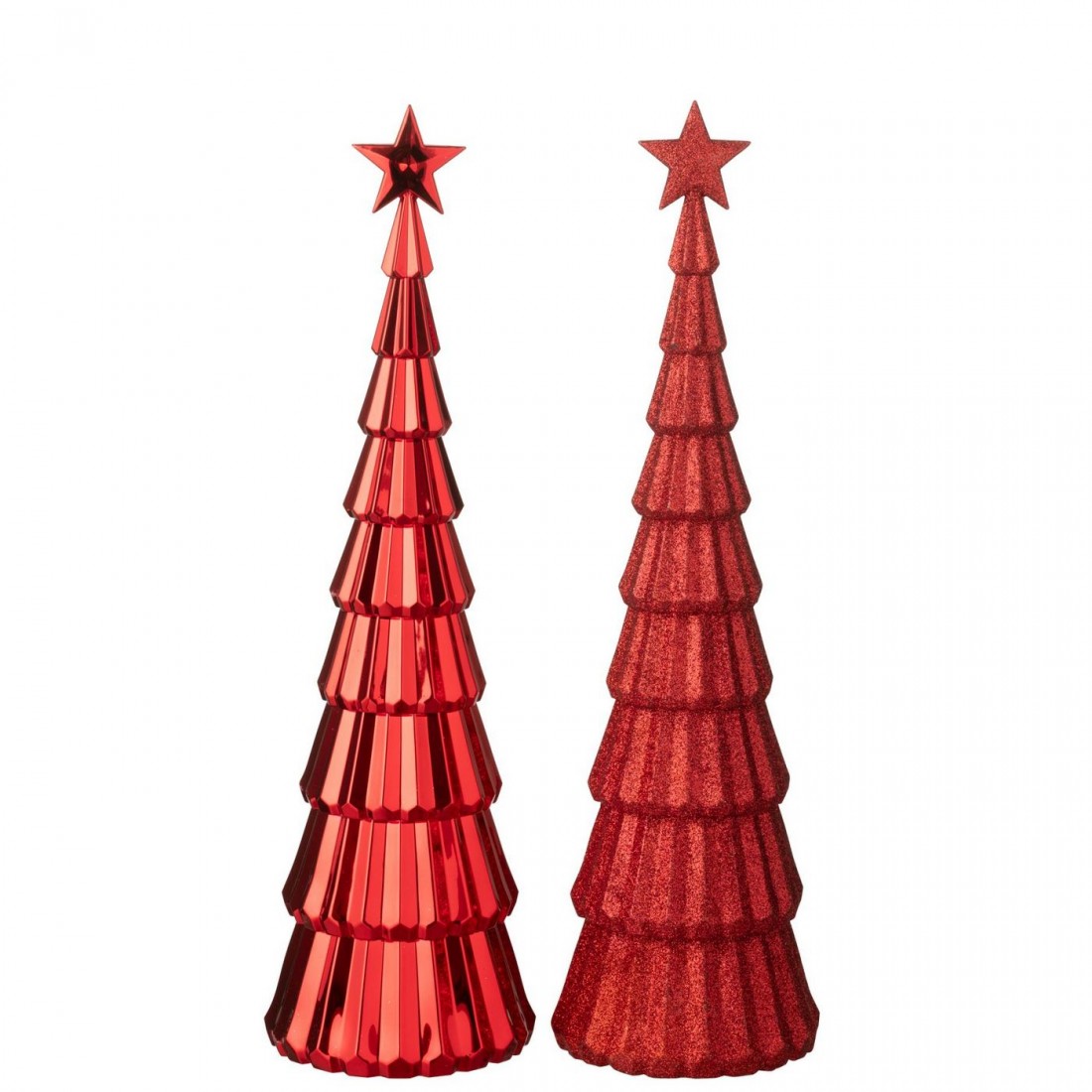 Sapin + étoile en plastique rouge de Noël, lot de 2 J-Line
