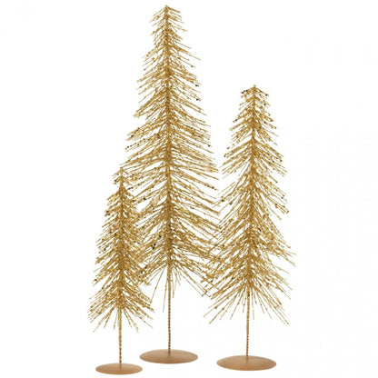 Sapin de Noël à paillettes en plastique couleur or, lot de 3 j-Line
