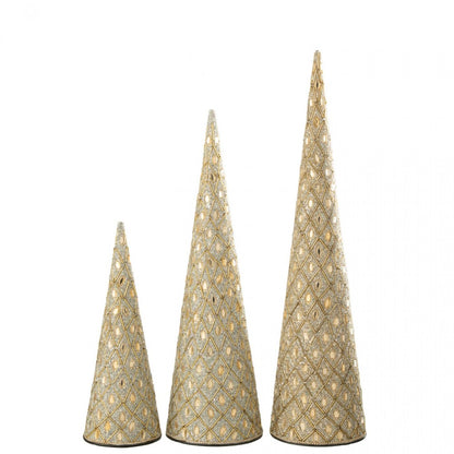 Cône Fer/Perles Blanc/Doré Lot de 3 J-Line
