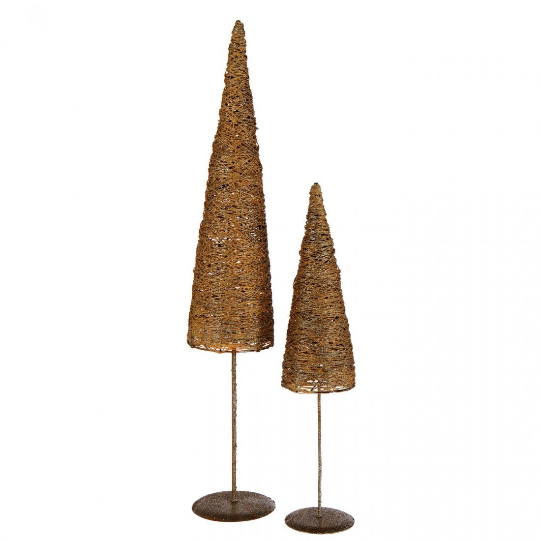 Sapin de Noël Sur Pied Métal/Papier Couleur Or Lot de 2 J-Line