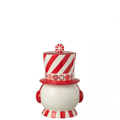Déstockage Bonhomme de neige décoratif + Chapeau Dolomite Rouge de Noël/Blanc J-Line