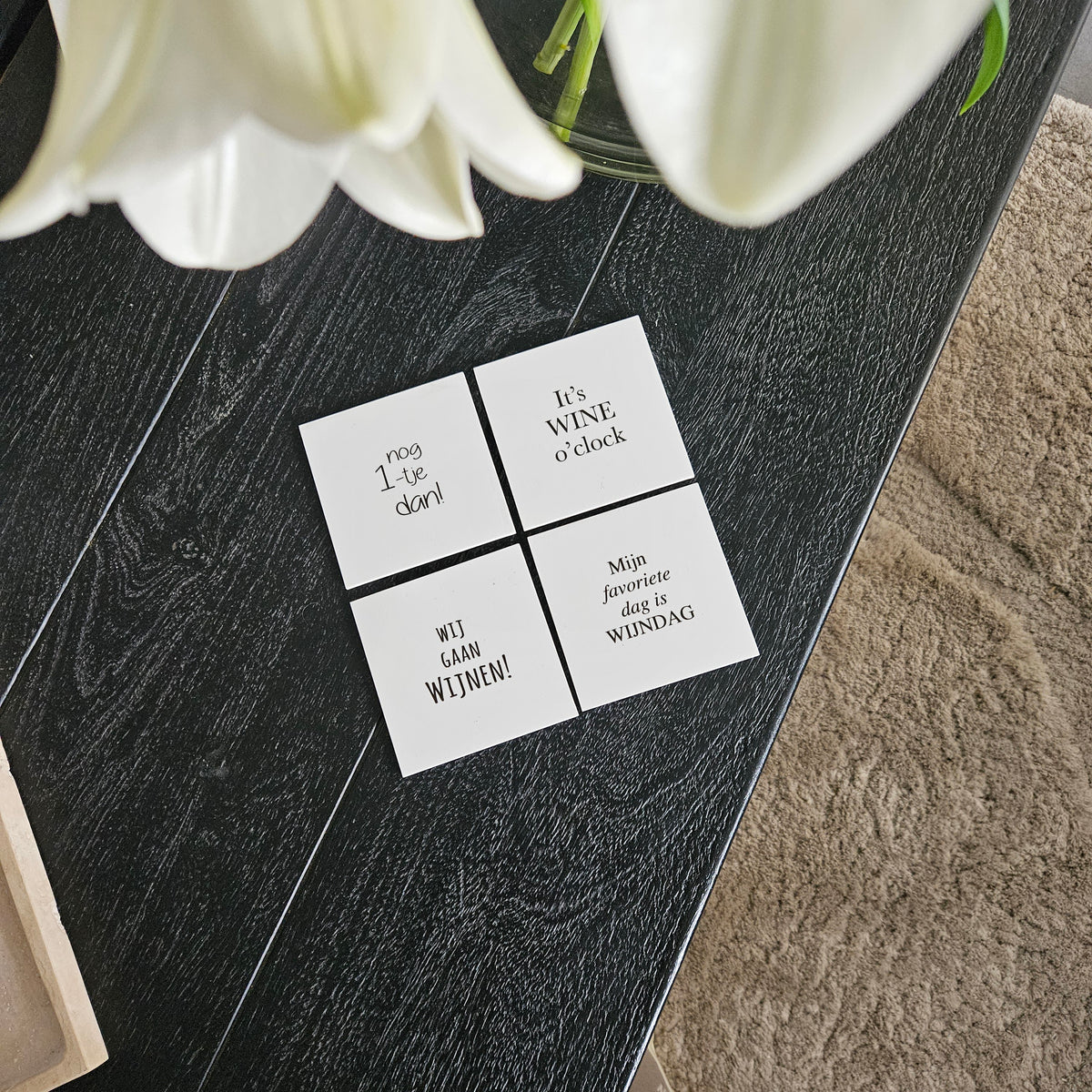 Set de 4 sous-verres carrés pour vin