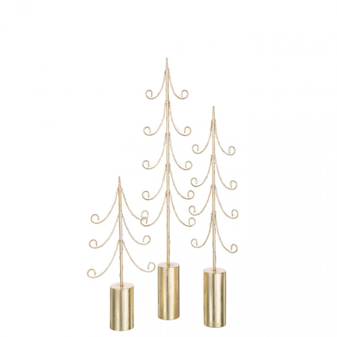 Lampadaire LED à pied cylindrique en fer couleur or, lot de 3 J-Line