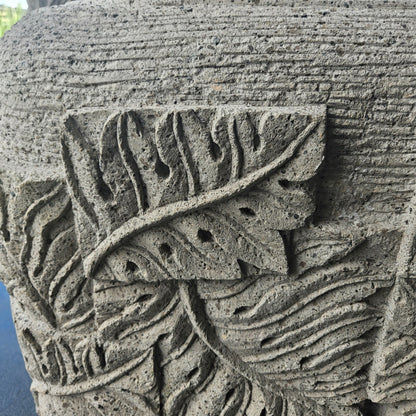 Pot de fleurs Blayd Gris Ciment Feuille de palmier Carré Grand PTMD