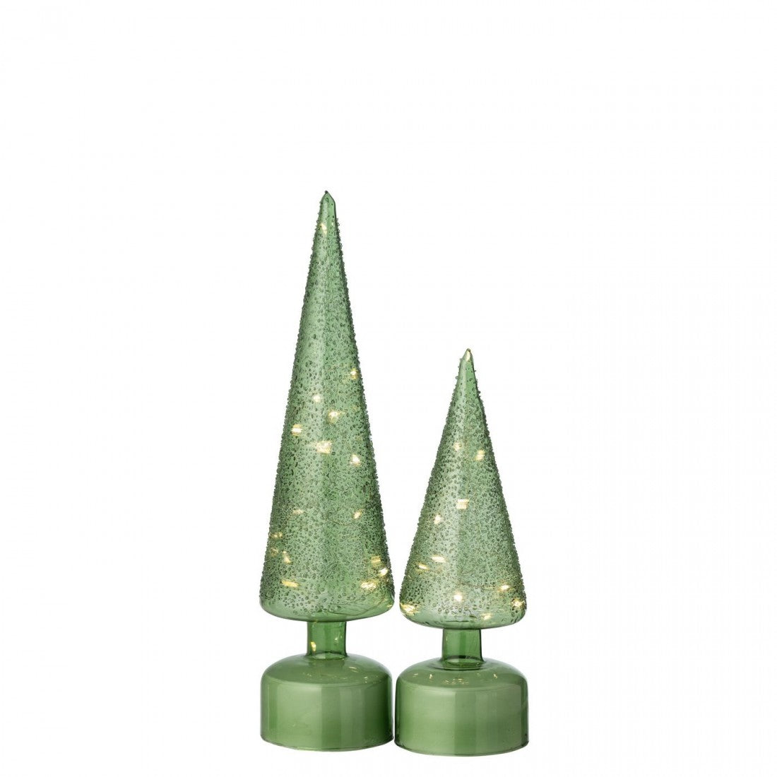 Sapin de Noël LED Tournant en Verre Vert Lot de 2 J-Line