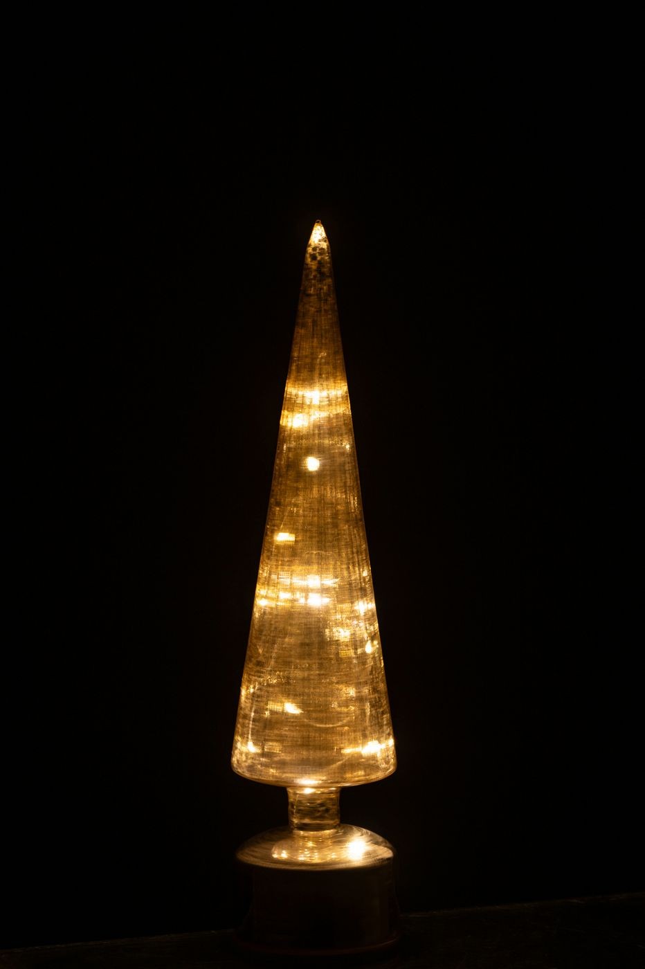 Sapin de Noël en verre rotatif à LED couleur or, lot de 2 J-Line