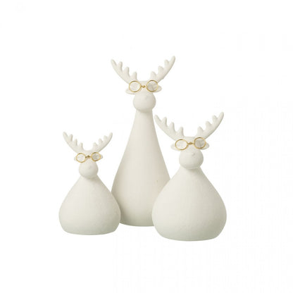 Lunettes Renne en porcelaine blanche/dorée, lot de 3 J-Line