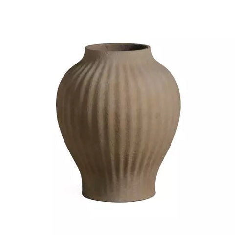 Beautii Pot en Fibrociment Marron Strié Petit PTMD