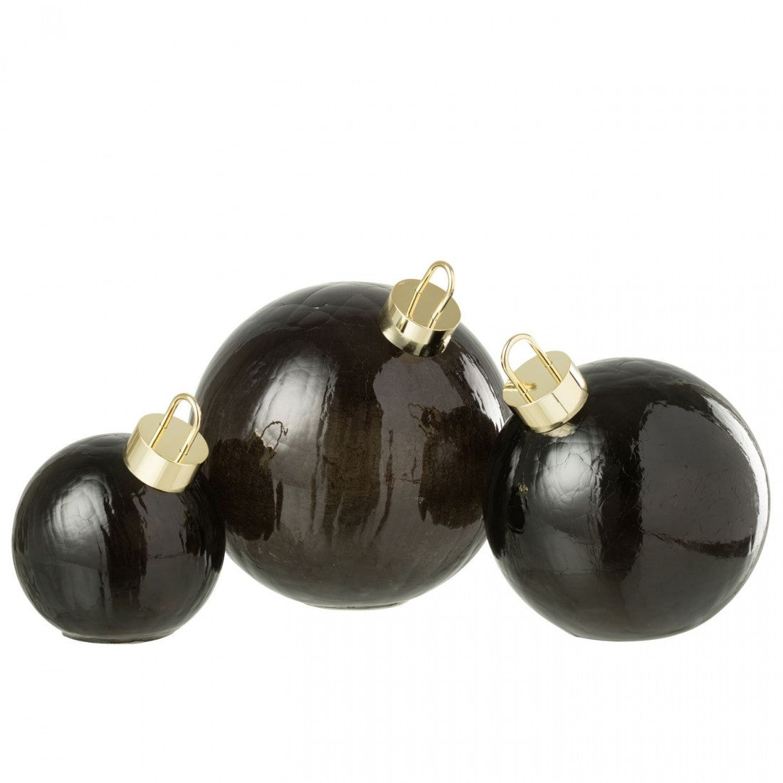 Boule de Noël LED Verre Noir Lot de 3 J-Line