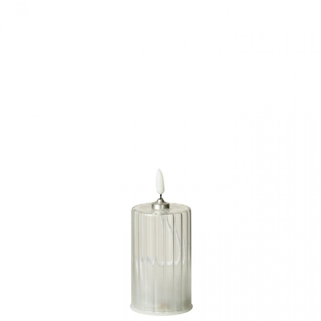 Bougie LED en verre transparent à rayures, lot de 3 J-Line