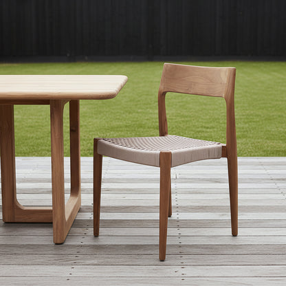 Chaise de salle à manger en teck Freya sans accoudoirs Naturel Lot de 2 Raw Materials