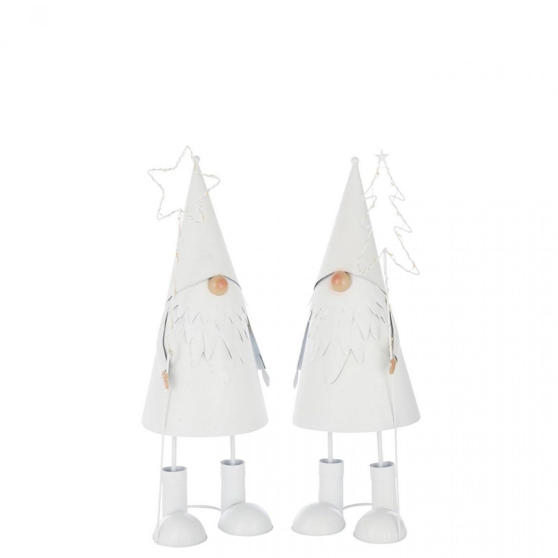 Étoile de Noël en LED + Sapin Métal Blanc Large Lot de 2 J-Line