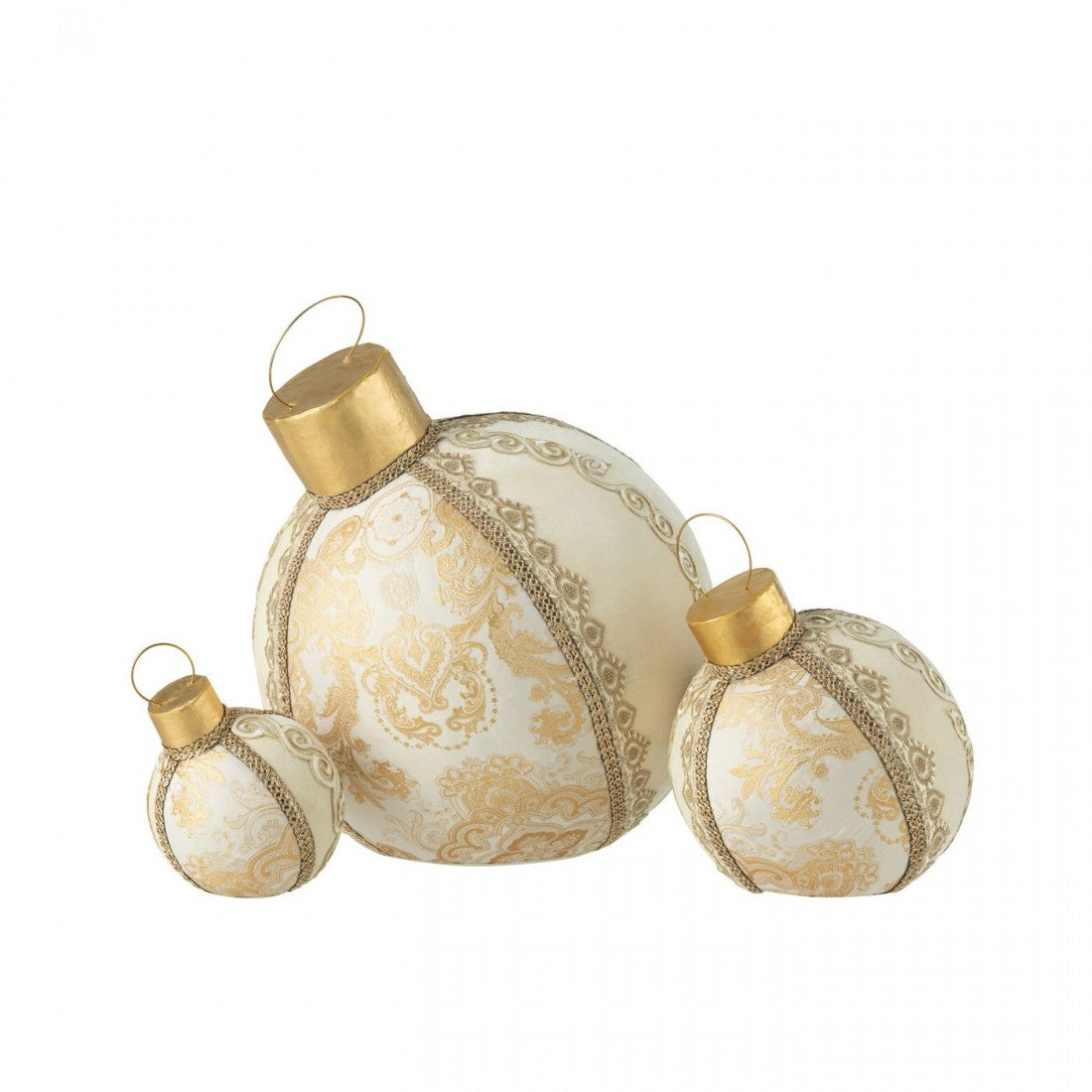 Boule décorative à motif en polyfoam/textile doré, grande, J-Line