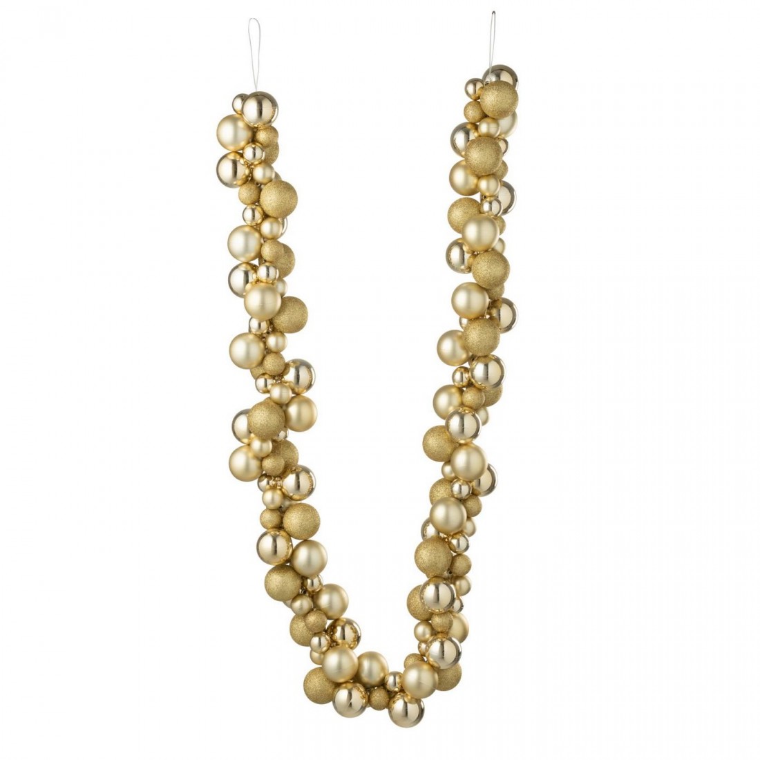 Guirlande de boules de Noël en plastique couleur or L160cm J-Line