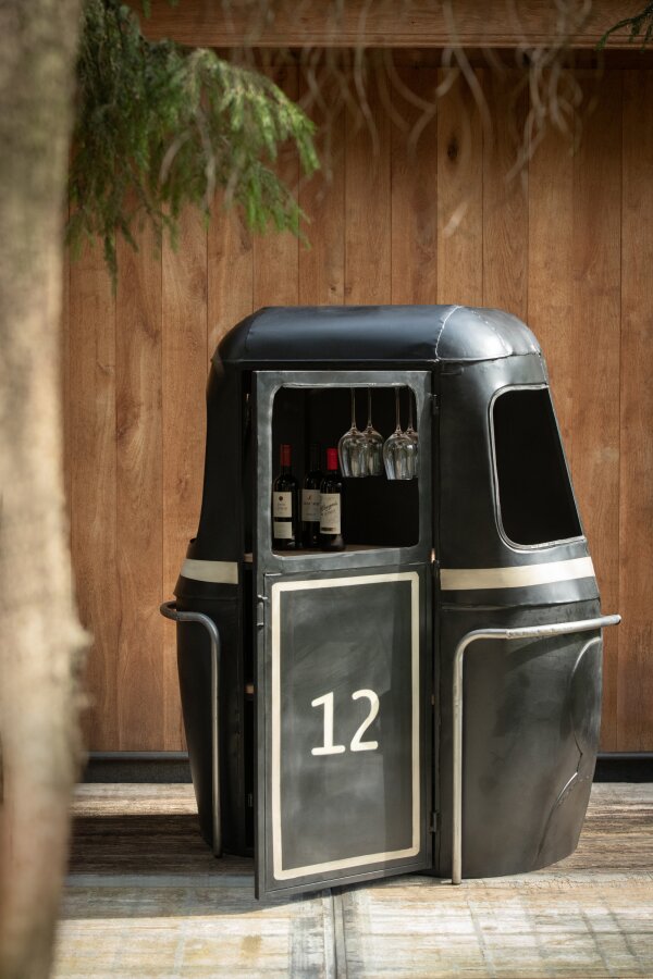 Meuble de bar Wagon-Lits Fer/Bois de manguier Noir/Blanc J-Line