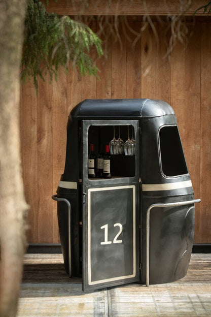 Meuble de bar Wagon-Lits Fer/Bois de manguier Noir/Blanc J-Line