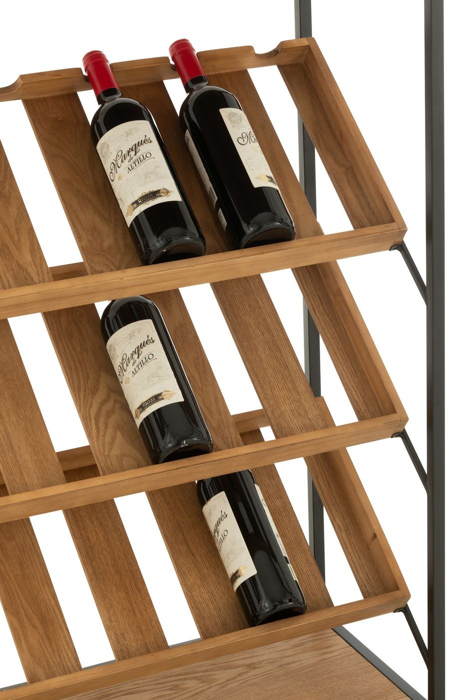 Meuble bar à vin en placage naturel/noir, taille moyenne, ligne J