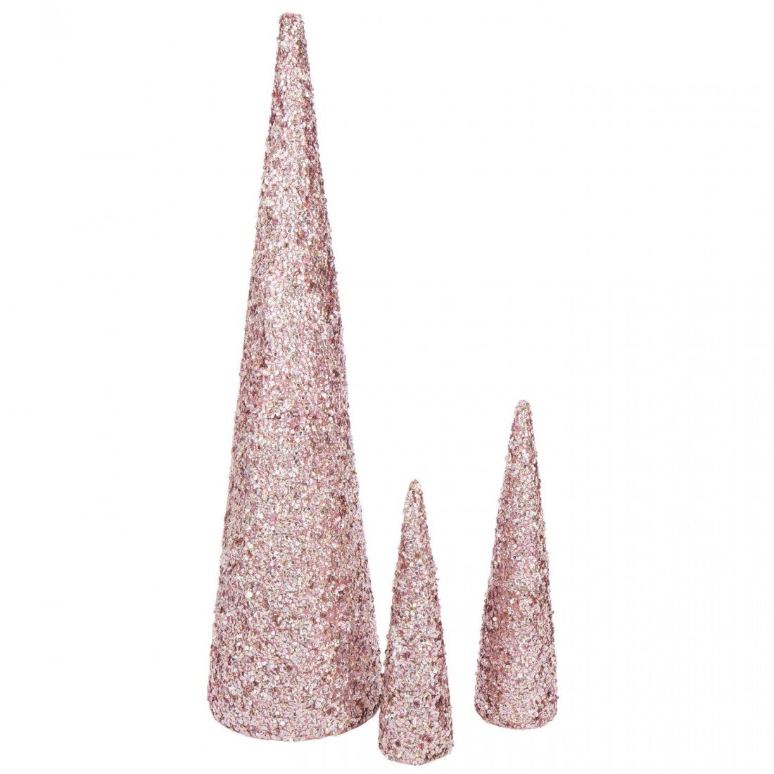 Cône à paillettes en mousse rose clair Large H120cm J-Line