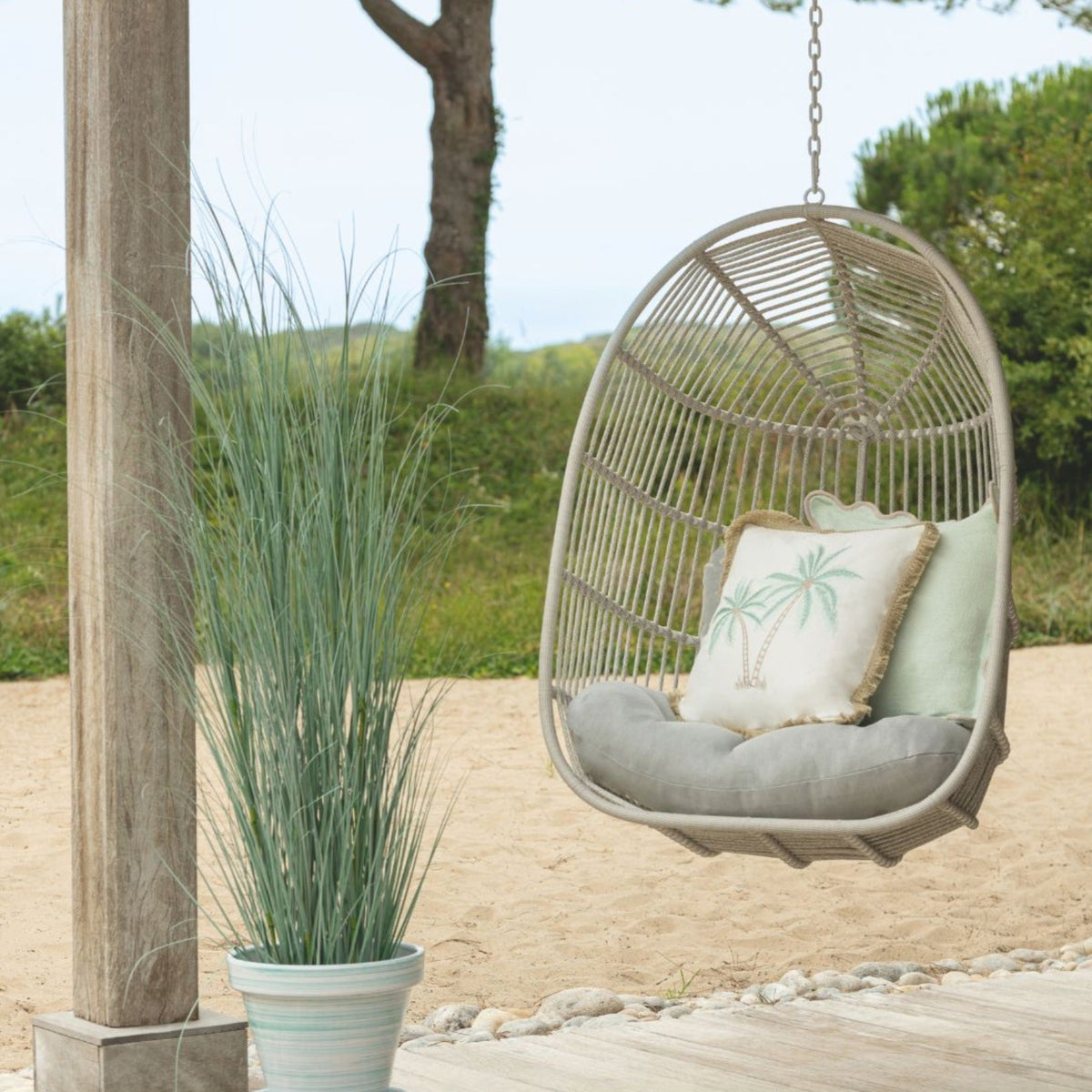 Chaise suspendue Egga Métal/Corde Beige J-Line
