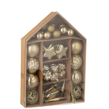 Boîte de 50 boules de Noël en plastique couleur or J-Line