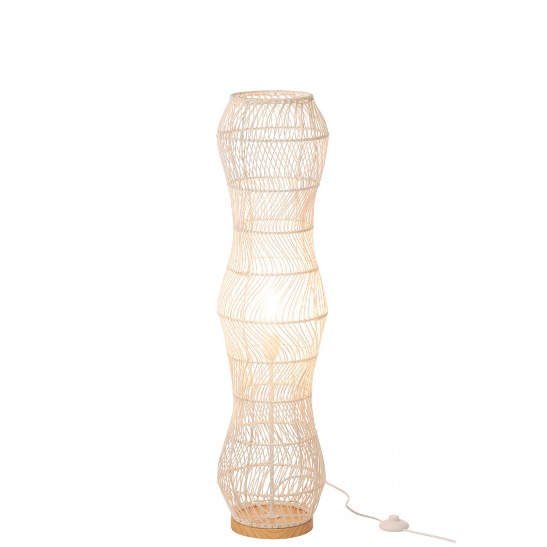 Lampadaire Rotin Métal Torsadé Blanc H101cm  J-Line