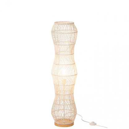 Lampadaire Rotin Métal Torsadé Blanc H101cm  J-Line