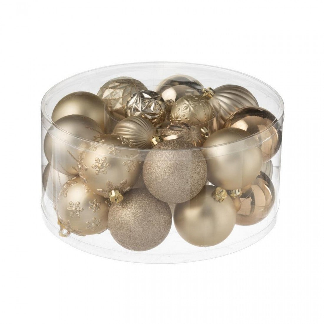 Boîte de 30 boules de Noël en plastique beige/écru J-Line