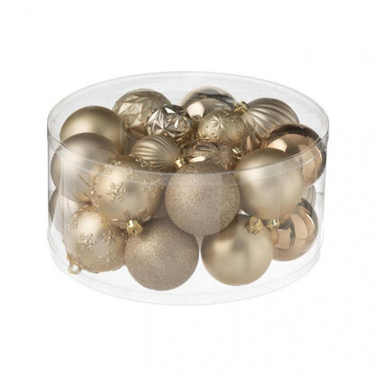 Boîte de 30 boules de Noël en plastique beige/écru J-Line