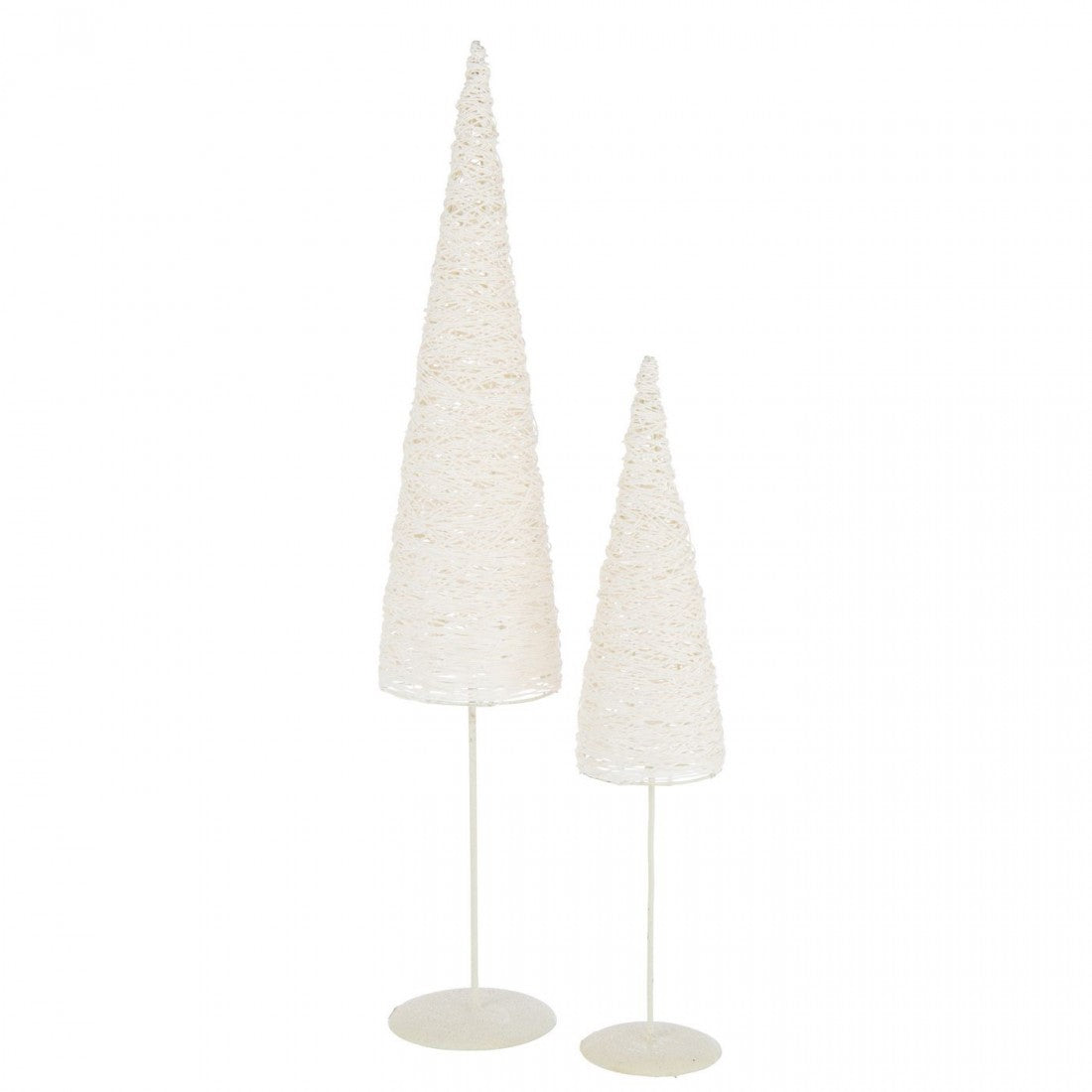 Sapin de Noël sur pied Métal/Papier Blanc Lot de 2 J-Line