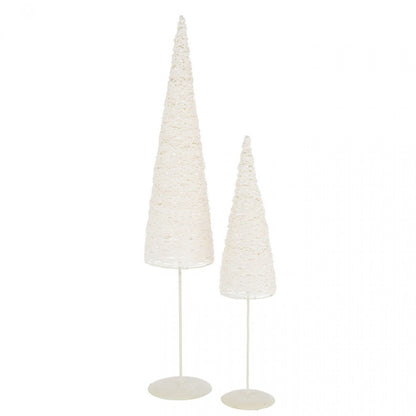 Sapin de Noël sur pied Métal/Papier Blanc Lot de 2 J-Line