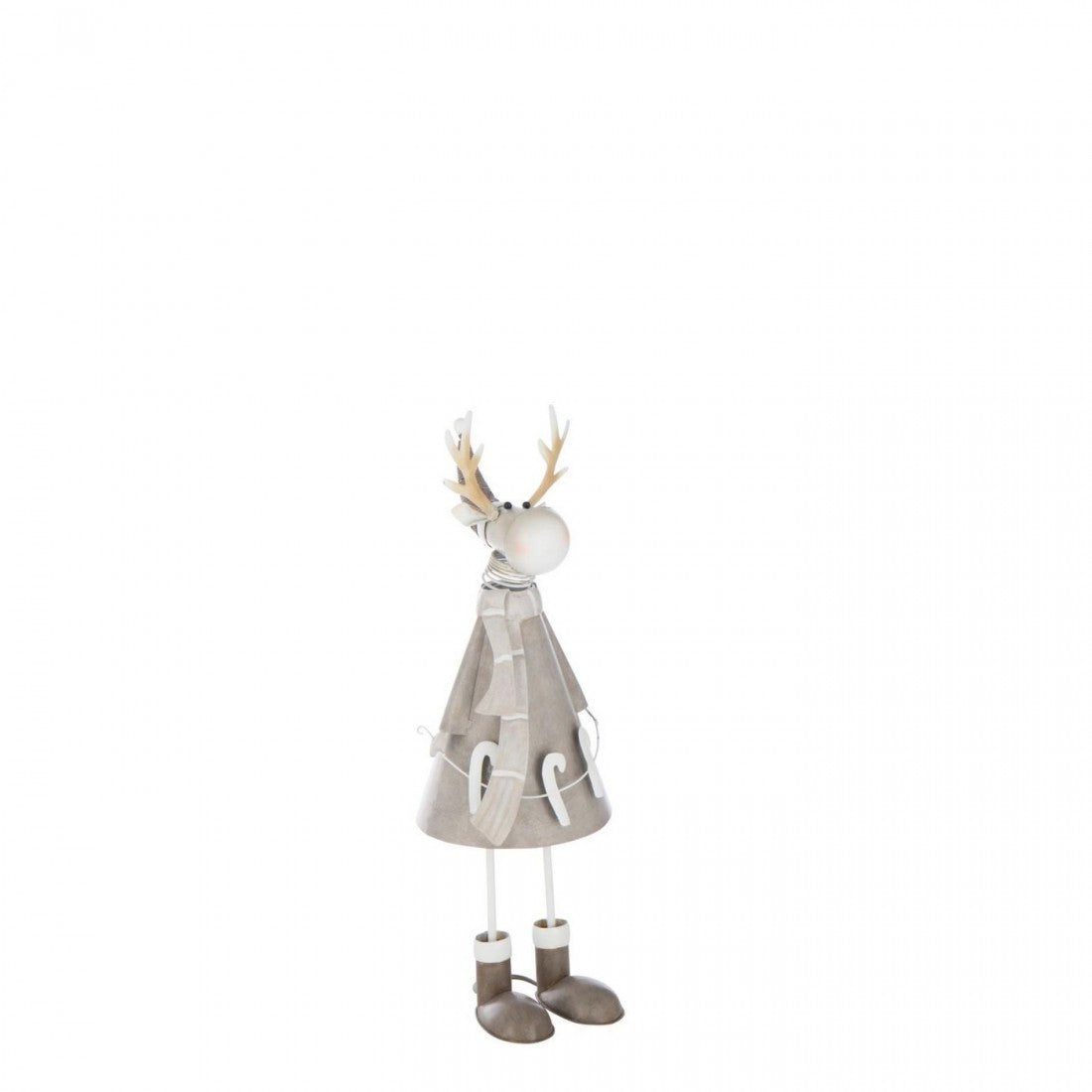 Set de 2 bougeoirs renne en métal beige/gris J-Line